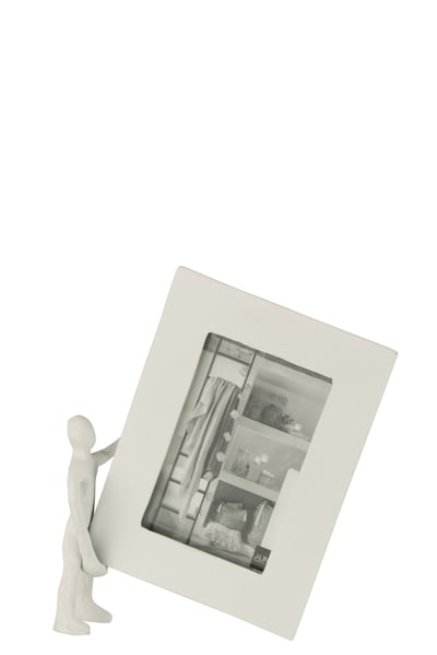 Figuur met fotokader aluminium wit small Figuur met fotokader aluminium wit small