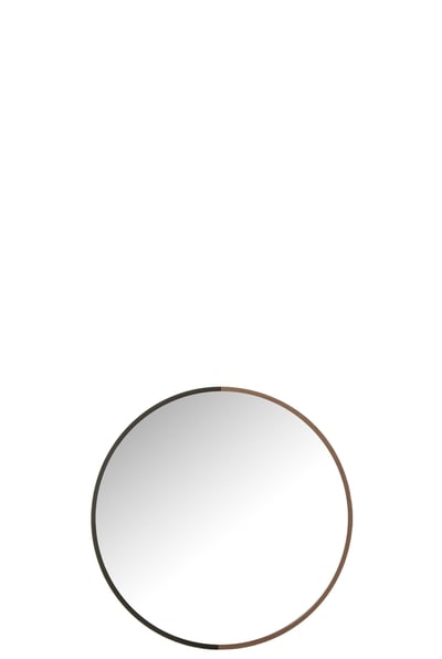 Spiegel rond metaal/hout zwart small