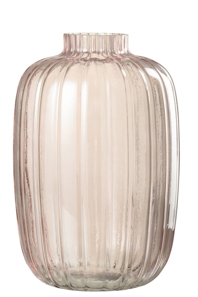 Vaas strepen glas roze large