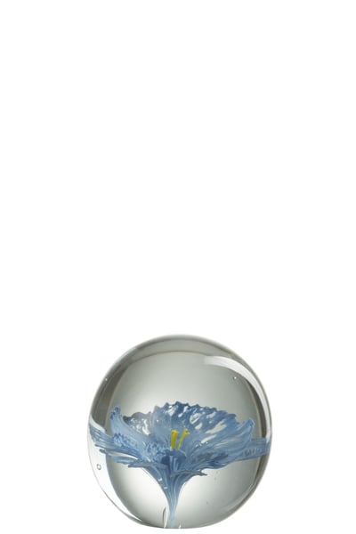Presse pap bloem glas blauw large