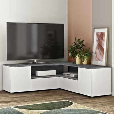 Tv-meubel Cleo hoek 130cm - wit/beton