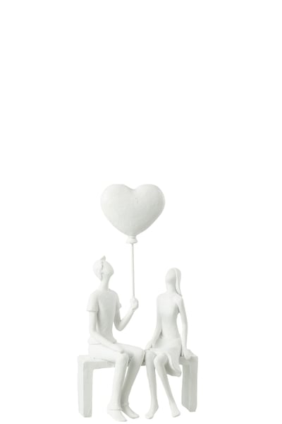 Koppel zittend hart ballon poly wit