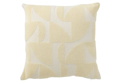 Kussen geo textiel wit/lichtgeel