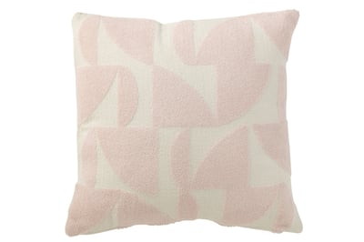 Kussen geo textiel wit/lichtroze