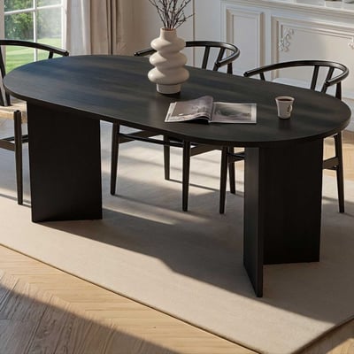 Ovale eettafel Sablin - 180x90x75cm - zwart