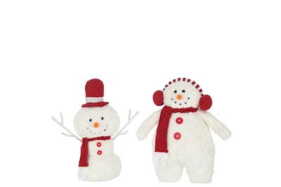 Sneeuwman sjaal textiel wit/rood small assortiment van 2