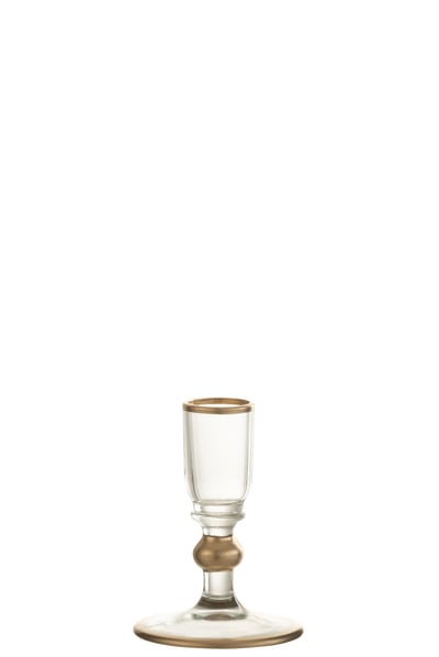 Kaarshouder goud details glas transparant