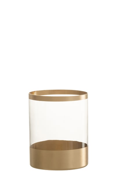 Windlicht goud lijnen glas transparant large Windlicht goud lijnen glas transparant large
