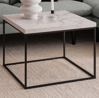 Salontafel Barossa - 60x60x45cm - wit marmer