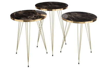 Set van drie bijzettafels mdf/metaal wit/zwart Set van drie bijzettafels mdf/metaal wit/zwart