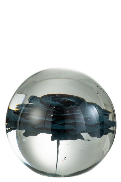 Presse papier bloem glas blauw large