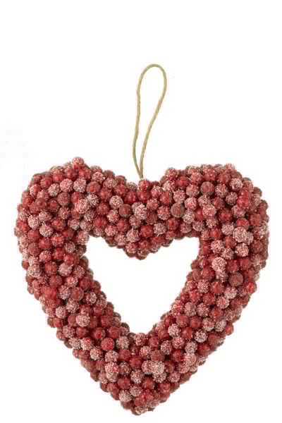Hanger krans hart bessen plastiek rood