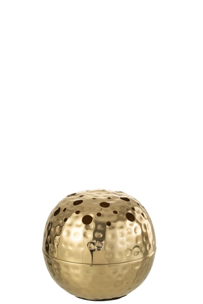 Vaas ball met gaten metaal goud small