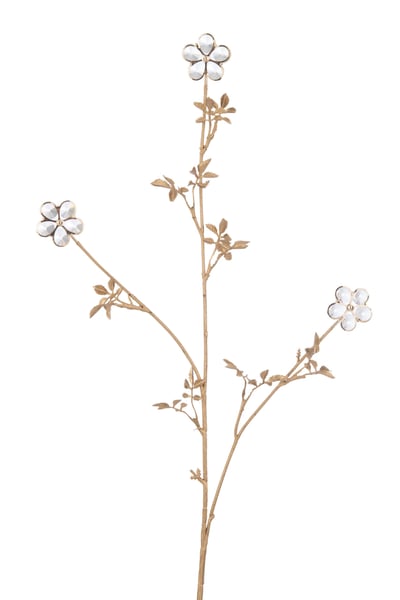 Tak bloemen kristal plastiek goud large