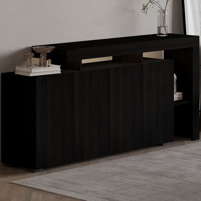 Sidetable Beliz - 100% MELAMINE - Zwart Hout - 170 x 80 x 35 cm
