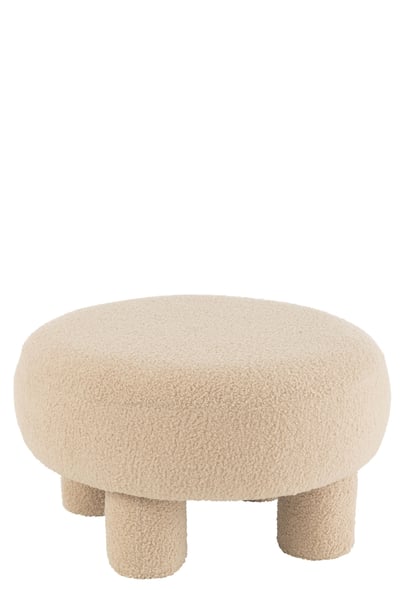 Kruk rond teddy voeten bouclé warm beige