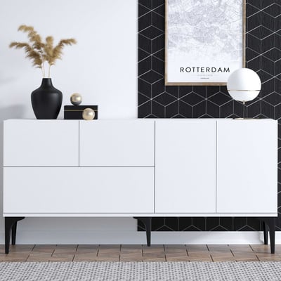 Glise Console | 100% MELAMINE | Wit, Zwart Glise Console | 100% MELAMINE | Wit, Zwart