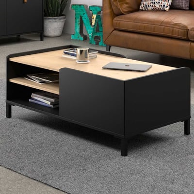 Salontafel Arnhem 60x106 industrieel - zwart/kastanje