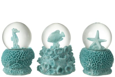 Waterbal zee polyresine azuur l assortiment van 3