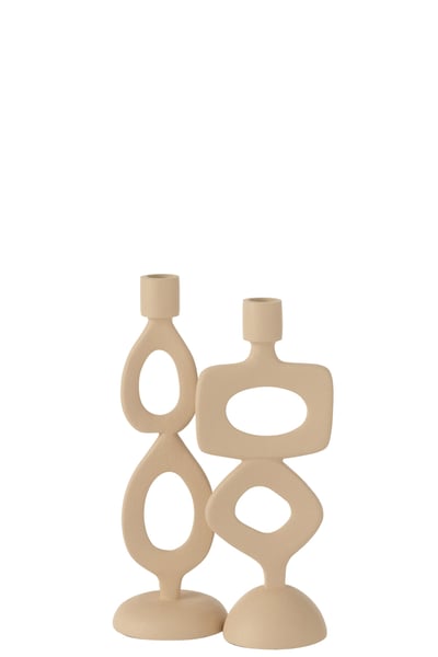 Kaarshouder ringen aluminium beige assortiment van 2 Kaarshouder ringen aluminium beige assortiment van 2