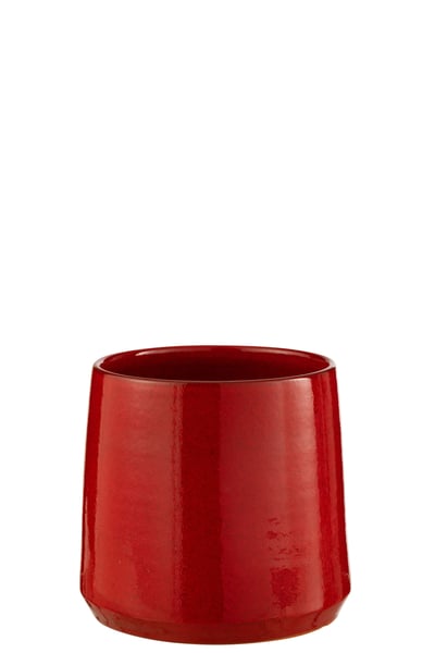 Bloempot rond keramiek rood medium