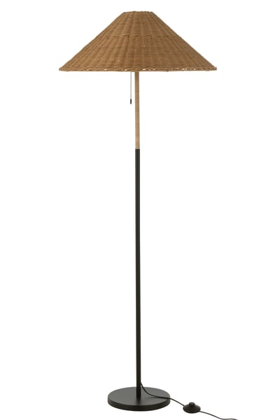 Staande lamp metaal/rattan zwart/naturel
