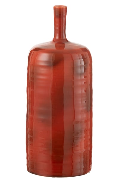 Vaas akane fles keramiek rood large