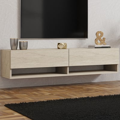 TV-wandmeubel Arges - 100% MELAMINE - Travertijn - 141 x 31 x 30 cm