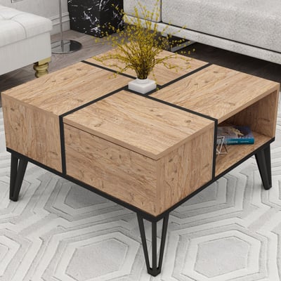 Salontafel Nirvana - 100% MELAMINE - Atlantisch Grenen - 71,8 x 43,8 x 71,8 cm