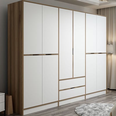 Kledingkast Elina - 100% MELAMINE - Goudkleurig - 277 x 208 x 52 cm