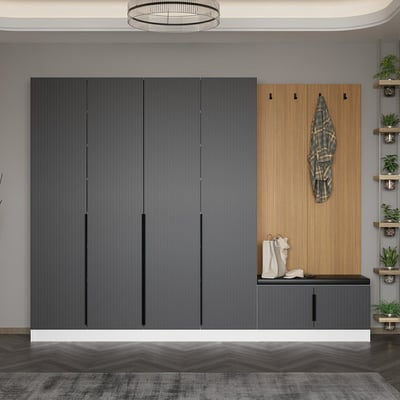 Woody Fashion garderobekast | 100% Melamine | Antraciet Woody Fashion garderobekast | 100% Melamine | Antraciet
