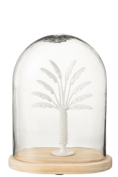 Stolp palmboom glas/metaal wit/naturel large