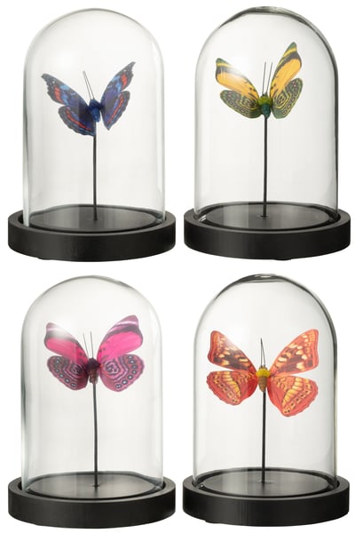 Stolp vlinder glas/papier mix small assortiment van 4