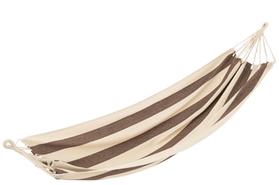 Hangmat brede strepen katoen/polyester donker bruin/ecru Hangmat brede strepen katoen/polyester donker bruin/ecru