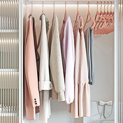 50st Rose Gold Fluwelen Kleerhangers - Antislip, Ruimtebesparend 0,6cm 50st Rose Gold Fluwelen Kleerhangers - Antislip, Ruimtebesparend 0,6cm
