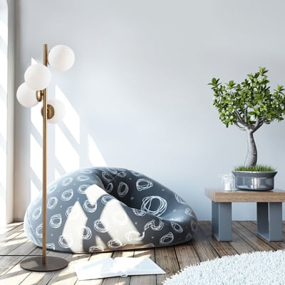 Vloerlamp Sheen - Ø32x130cm - metaal & glas - goud/wit Vloerlamp Sheen - Ø32x130cm - metaal & glas - goud/wit