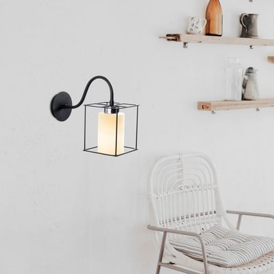 Metalen wandlamp met glans | 15x33x28cm | E27 40W | IP20 | Zwart