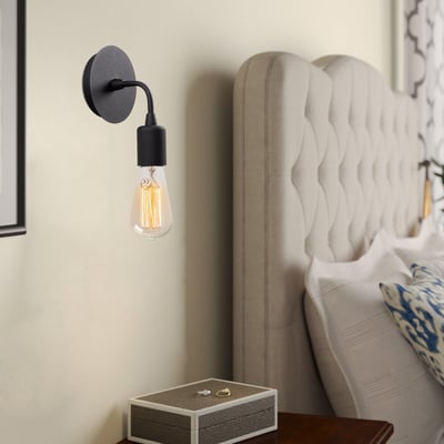 Noor Wandlamp | Metalen Behuizing | 12 cm Diameter | Zwart