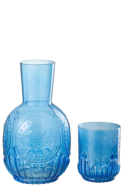 Karaf+glas maya glas blauw