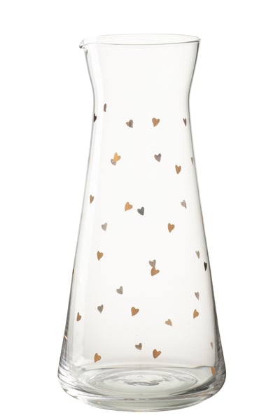 Karaf hart glas transparant/goud