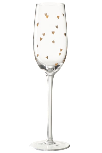 Champagneglas hart glas transparant/goud