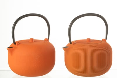 Doos 1 theepot metaal oranje assortiment van 2