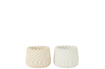 Bloempot maris cement wit/creme small assortiment van 2