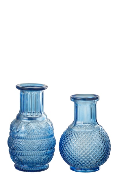 Vaas kano glas blauw assortiment van 2