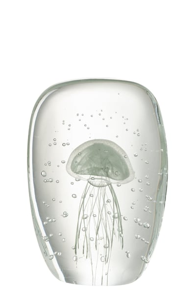 Presse papier calypso vierhoek glas transparant/groen large