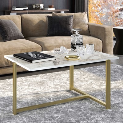 Salontafel Woody Fashion | Metalen Poten | goud/marmer Salontafel Woody Fashion | Metalen Poten | goud/marmer
