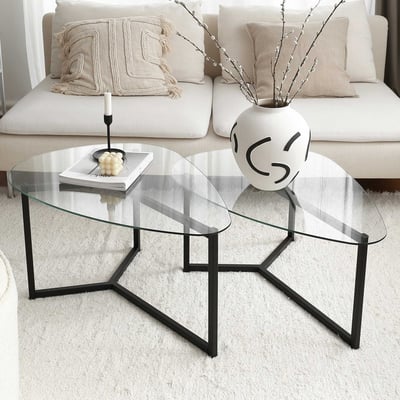 Locelso Salontafel Set | 100% Gehard Glas | 6mm Dikte | Mat Zwart Locelso Salontafel Set | 100% Gehard Glas | 6mm Dikte | Mat Zwart