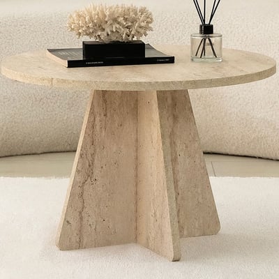 Salontafel Mushroom - 100% MELAMINE - Travertijn - 60 x 40 x 60 cm