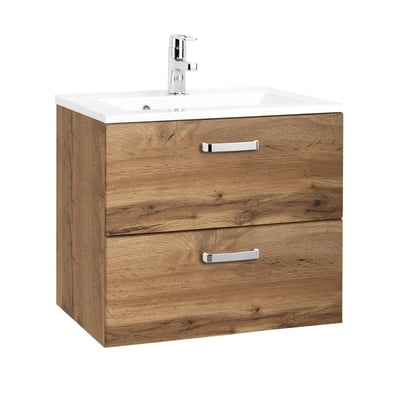 Wastafelmeubel Bobbi 60cm 2 lades - eik