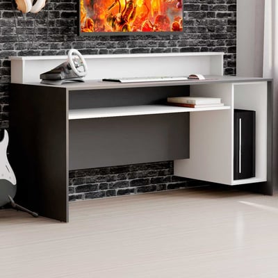 Gaming bureau Beri 140 cm - wit/zwart